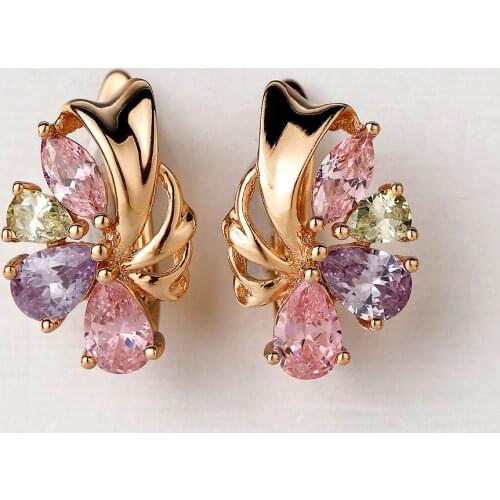 2020 Crystal Stud Earrings Wedding Girl Pink Earrings Women Hip hop Jewelry Small Minimalist Gold Earring Female Accessories