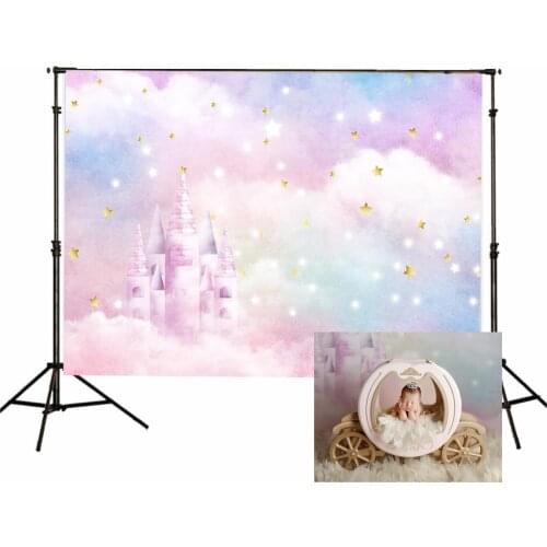 Dreamy Castle Backdrops In Sky Princess Birthday Baby Shower Party Banner Fairytale Photo Studio Background Celebrating Posters