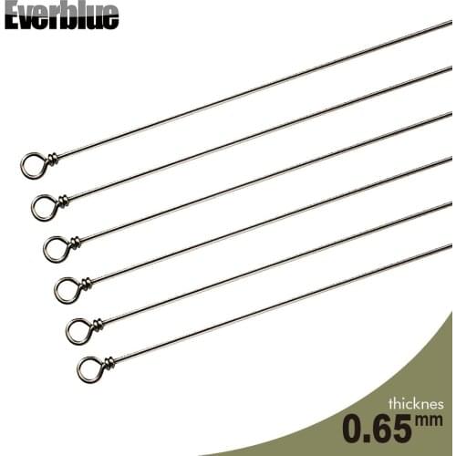 EVERBLUE 50PCS 0.65 Thickness 100mm Looped Spinner Wire Shafts Stainless Steel Wire Forms Fishing Lure making Accessories