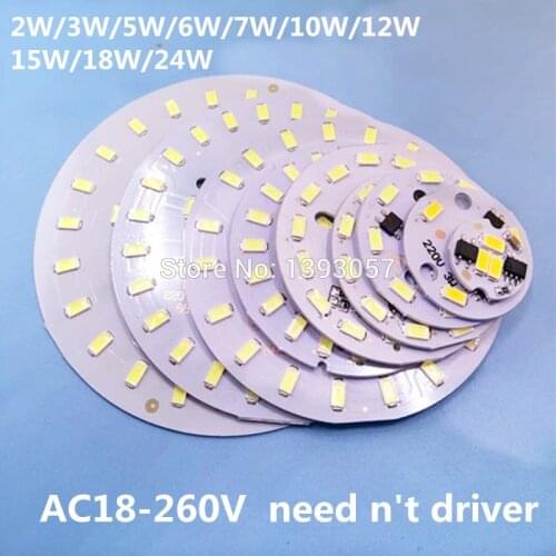 5pcs 220V LED 3W 5W 7W 10W 12W 15W 18W 24W 5730smd integrated IC Driver lamp Plate Cold White/ Warm White