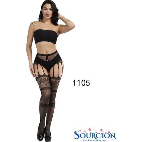 Sourcion Hot Sale Erotic Stockings With Garter Belt For Women Fishnet Pantyhose Plus Size Thigh High Socks Sexy Lingerie apparel