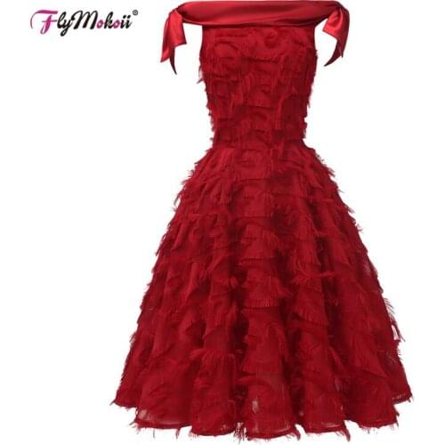 Christmas Dress Women Vintage Swing Elegant Party Dress Short Sleeve Slash Neck Sexy Plus Size Tassel White Ladies Maxi Dresses