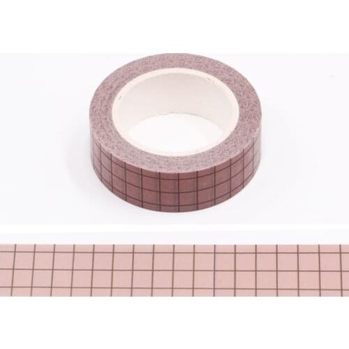 1PC 15MM*10M Red-brown and Black Grid Designs Washi Tape Wide Sticky Adhesive Tape Scrapbooking Album DIY Decorative Paper Tape