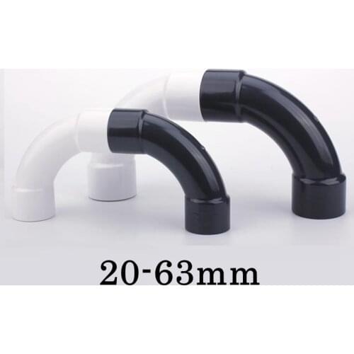 1pc 20-63mm PVC Crescent Moon Elbow Connector White/Grey PVC 90degree Elbow Connectors Garden Water Pipe PVC Fittings