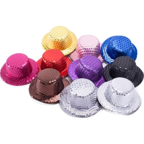 10pcs A008 SEQUIN Mini Top HATS Craft Making Fascinator Alligator Clips 10 color to choose