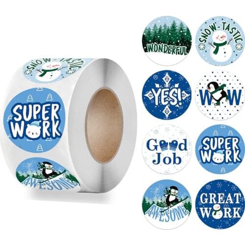 100-500pcs 8 Designs Pattern Cartoon Sticker for Kids Toys Christmas Gift Waterproof Adhesive Labels Snowflake Snowman Sticker