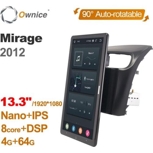 1920*1080 Android 10.0 Ownice 13.3 Inch Rotation Autoradio 1 Din for Mitsubishi Mirage 2012 Car Radio Auto GPS Multimedia DSP