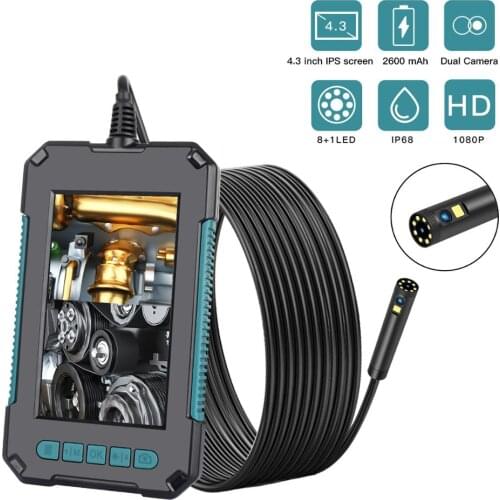 2021 Car Video Endoscope Dual Camera Boroscope Double Lens Flexible Camera Sewer Drain Pipe Engine Inspection Camera with Screen