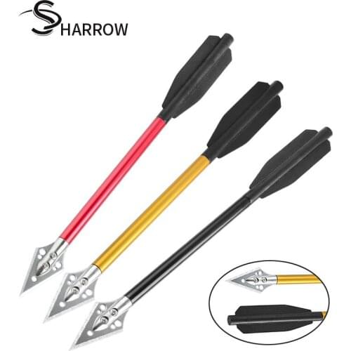 24pcs Archery Aluminium Cross-bow Arrows Steel Broadhead Tips Cross-bow Bolts Target Practicing Shooting Hunting Accessories