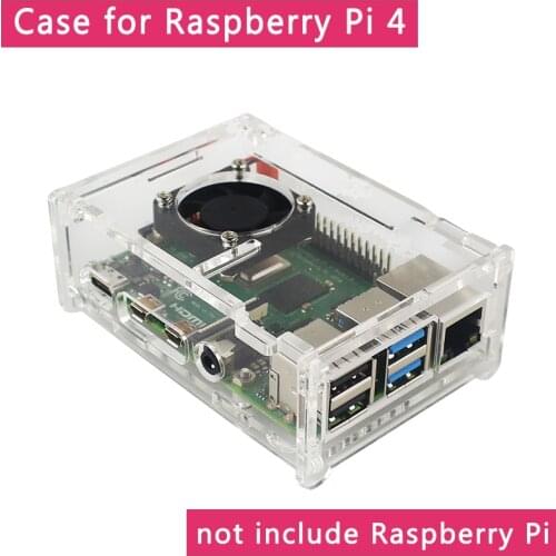 Raspberry Pi 4 Acrylic Case Transparent Box Shell support CPU Cooling Fan for Raspberry Pi 4 Model B