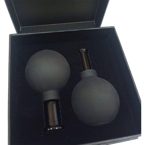 Cupping Therapy Set 2 in 1 Vacuum Face Cupping Set Massage Black glass Facial cupping with Natural Rubber