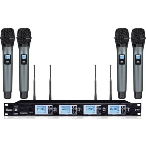 Bolymic draadloze microfoon 4 Handheld UHF Wireless Microphone System Professional Karaoke Party Microfono Inalambrico