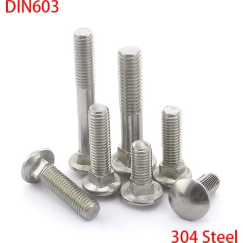 304 stainless steel DIN 603 Mshroom head square neck bolts M6 x 12 20 30 40 50 60 70 80 90 100 din6923 Hexagon nuts with flange