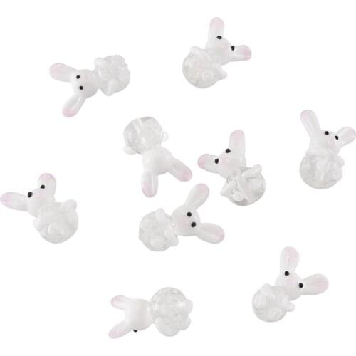 10Pcs Handmade Bunny Lampwork Beads Cute Rabbit Animal Loose Beads Charm For DIY Bracelet Jewelry Making 25~28x18~20x13~14mm