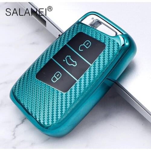 TPU Carbon Fiber Car Key Case For Volkswagen VW Magotan Passat B8 TIGUAN MK2 For SKODA Superb A7 Full Cover Accessories