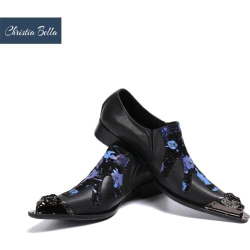 Christia Bella Mens Fashion Pointed Toe Casual Shoes Summer Trend Patchwork Leather Mens Oxford Shoes Iron Toe Business Shoes