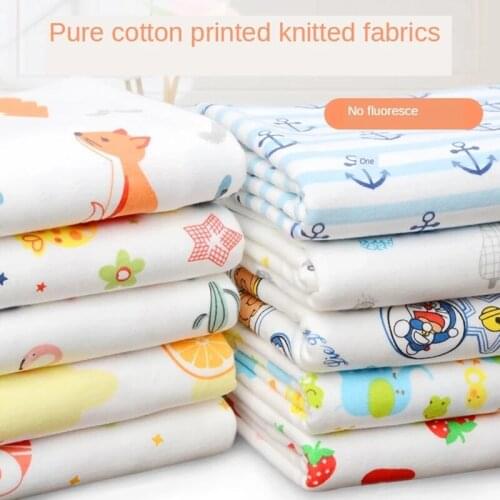 Pure Cotton Fabric Childrens Jersey Knit Fabric 100% Princess Kids Dress Sewing Cute Floral Anime Cartoon Printed Brocade DIY