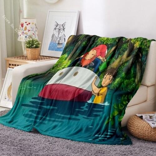 Goldfish On The Cliff Flannel Blanket 3D Print Japan Anime Fleece Blanket Home Textile Throw Blanket Nap Office Sofa Blanket