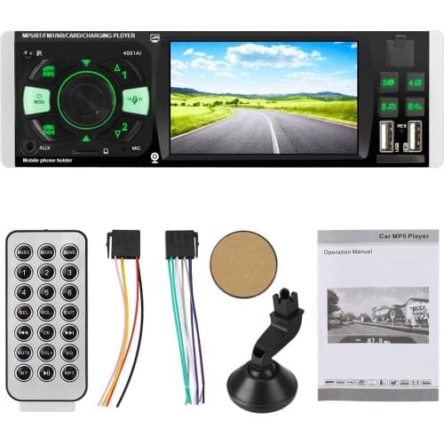 ISO Remote Multicolor Lighting Voice Bluetooth 4.2 TF USB Fast Charging Audio Video MP5 Player 1 Din 4.1 Inch Car HD Video