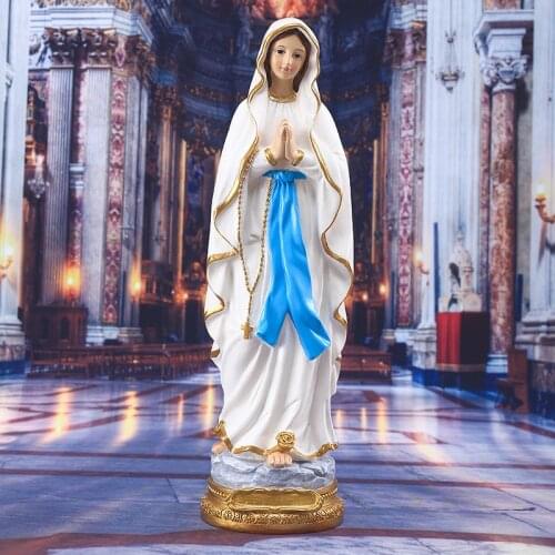 Catholic Resin Madonna Virgin Mary Statue Figure Handmade Figurine Religious Wedding Gift Xmas Home Desktop Decoration