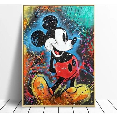 Colourful Disney Mickey Mouse painting Graffiti Wall Street Art Picture Canvas Paintings Posters Prints for Living Room Decor