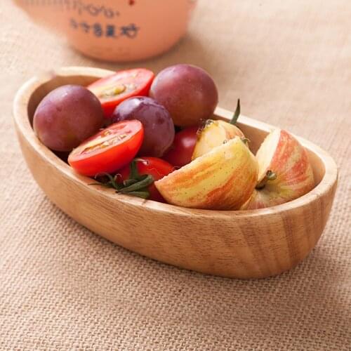 Kitchen Natural Wooden Bowl Boat Shaped Wood Deep Serving Bowl Dish Fruit Candy Snacks Container Wooden Salad Bowl Cuencos