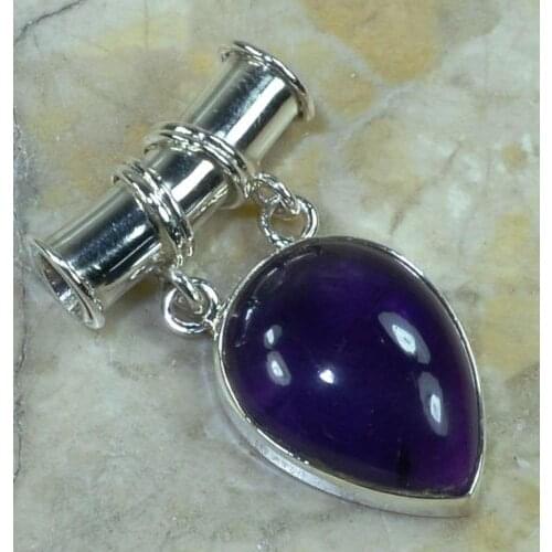 Hand make Genuine Amethyst Pendant 100% Solid 925 Sterling Silver Jewelry, 32MM ,7.3G