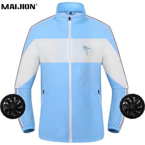 Summer Fan Cooling Hiking Jackets For Men Women USB Air Conditioning Coat HighTemperature Working Fishing Waterproof Anti-UV