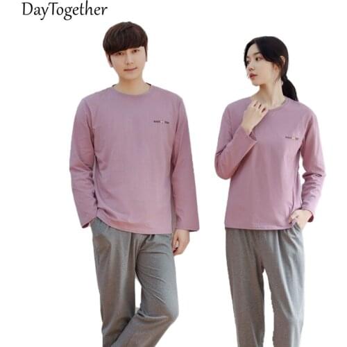 Summer Women’s Nightie Solid Loose Long-Sleeve Trousers Lovers Pajamas Color Purple Pink Woman Set Two-Piece Suit Home Wear