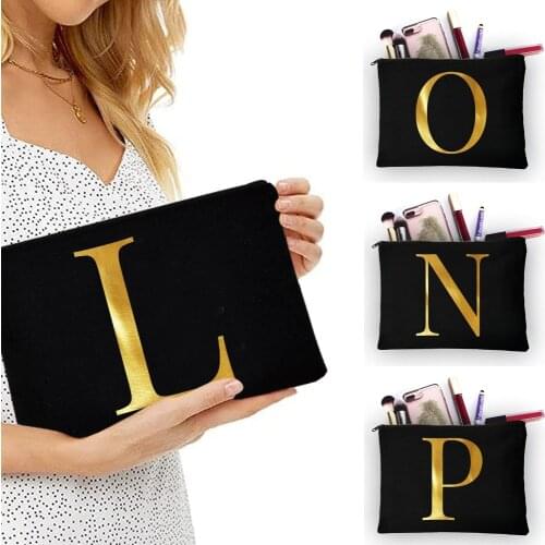 Hot Sale 26 Letter Printing Women Cosmetic Bags Lovely Casual Travel Portable Storage Handbags Makeup Bag Toiletry Bags