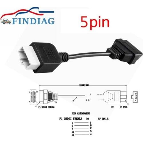 Best for Honda 5 pin Adapter to 16 pin Female Connector OBDII Interface for Honda Diagnostic Connector 5Pin OBD Adapter