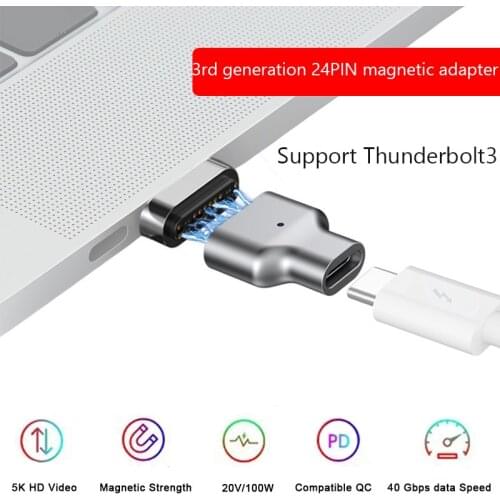 USB C type C Magnetic Adapter for Macbook Pro 24PINS Support 40Gbps date 20V/100W Charge 6K For Thunderbolt 3 For TYPE C device