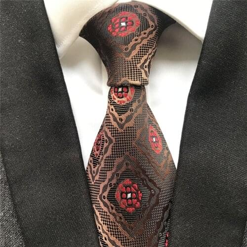 10 cm Width New Design Mens Ties Jacquard Woven Neck Tie Coffee Brown Paisley Floral Neckties Corbata