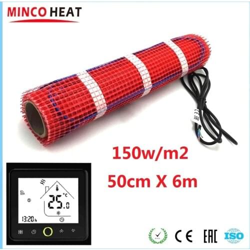 MINCO HEAT 50cmX6m 3m2 Heating Cable Mat for Underfloor Warming, Snow Melting 230V 150W/sqm