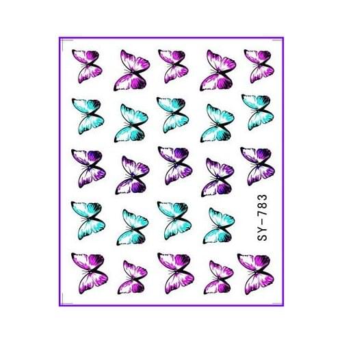 6 PACK/ LOT GLITTER WATER DECAL NAIL ART NAIL STICKER FLOWER SCARLET SAGE CRAPE MYRTLE BUTTERFLY SY783-788