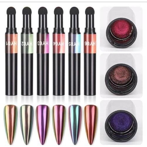 New Nail Art Cushion Magic Powder Cushion Pen MirrorUV Gel Chrome Holographic Effect Laser Chrome Pigment Dust