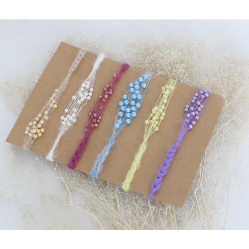 Baby girls headband Turquoise Mohair Pearl Tieback for newborns photo shoots