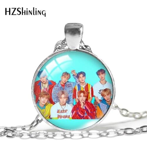 2020 New Ateez Pendant Necklace Kpop Group Glass Dome Pendants Necklace Jewelry Printed Picture Necklaces For Fans
