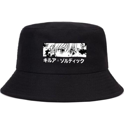 Hunter X Hunter Killua Eyes Summer Hat Japanese Anime Women Men Panama Bucket Cap The Design Flat Visor Harajuku Fisherman Hats