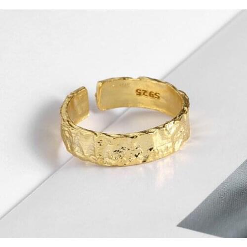 Silver Plated Korean Trendy Irregular Rings for Women Couple Minimalist Geometric Gold Silver Color Jewelry Adjustable