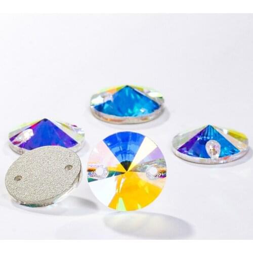 Clear Round Glass Rhinestones AB Color Glitter Sew On Stones Flatback Dress Hat Bags Decoration Rhinestones