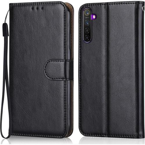 Luxury Leather Case for On Realme 6 Wallet Stand Flip Case Phone Bag with Strap