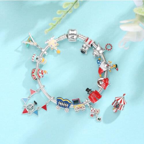 AGATA Silver 925 Charms Pendant International Circus 925 Sterling Silver Charms for Bracelet Making Original DIY Jewerly