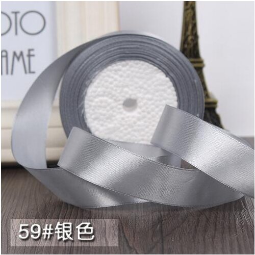 25yards/roll) 1'' 2.5cm Silver Silk Satin Ribbon Wedding Party Decoration Gift Wrapping Christmas Sewing Fabric Hand DIY 22M