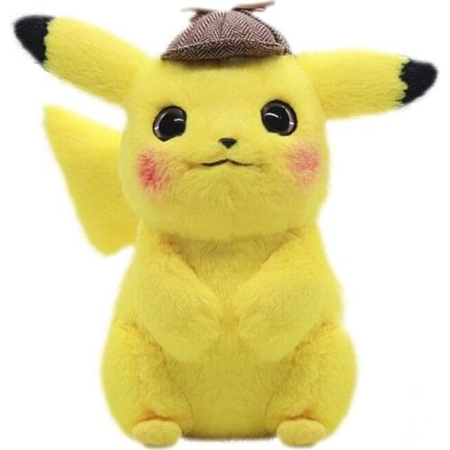 Takara Tomy Pokemon 28cm Detective Pikachu Plush Toy Anime Doll High Quality Stuffed Gift for Hobby Collection Movie