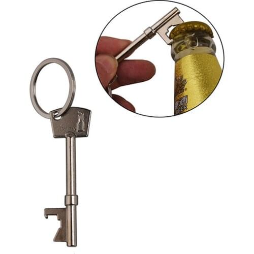 1PC Portable Key Shape Bottle Opener Ring Keyring Keychain Metal Beer Party Tool Jar Opener
