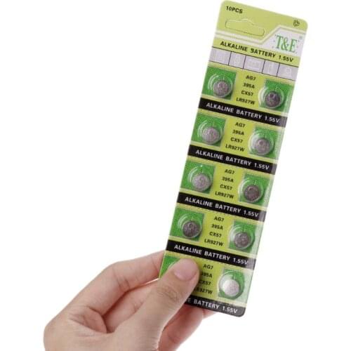10PCS Alkaline Battery AG7 1.55V Button Coin Cell Watch Batteries LR927 LR57 SR927W 399 GR927 395A Drop shipping