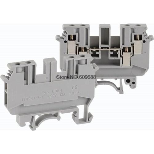 10Pcs UDK-4 Din Rail Terminal Blocks Feed Through Screw Connection Multi Conductor Terminal UDK4