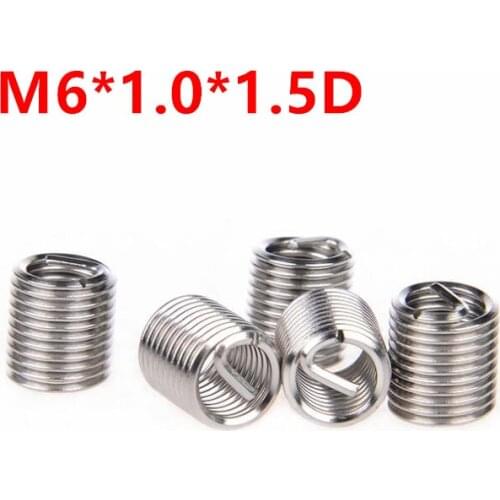 100pcs M6*1.0*1.5D Wire Thread Insert, m6x1.5d Wire screw sleeve, M6 Screw Bushing Helicoil Wire Thread Repair Inserts SUS304