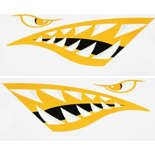 2PCS Fish Mouth Sticker Fishing Boat Canoe Funny Creative Luggage Car Motorcycle Home Decor Sticker Kayak Graphics Accessories
